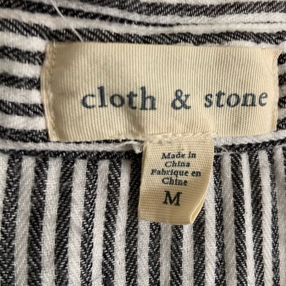 Anthropologie Cloth & Stone Darlyn Textured Buttondown Striped Top Grey Medium - Picture 4 of 8